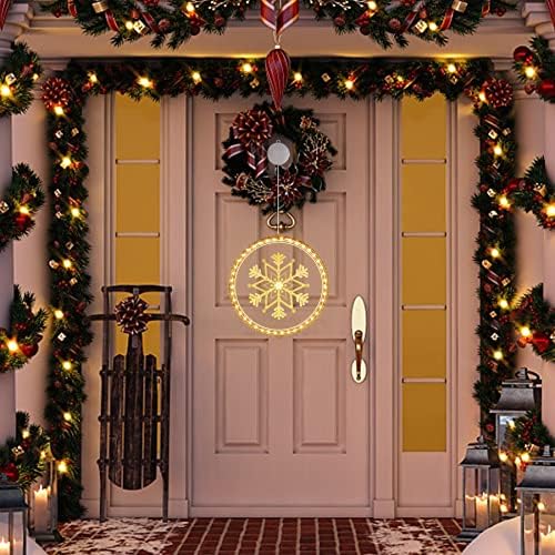 קישוט לחג המולד אור חלון תלת מימד סוללה תלויה מופעלת LED 9.45 אינץ 'קלטת חג המולד אור לחלון עץ