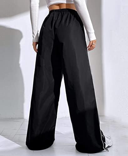 מכנסי מצנח לנשים מכנסי מטען מכנסיים אלסטיים מותניים רחבים מכנסי רגל y2k בגדים מכנסיים רחבים לנשים בגדי