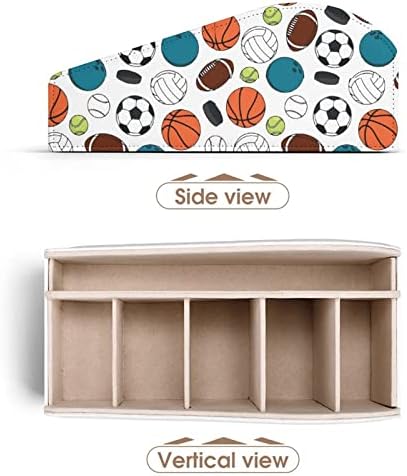 כדורגל רוגבי כדורגל רוגבי שלט רחוק קופסת מארגן עור PU עם 6 תאים קופסת אחסון לחדר שינה בסלון