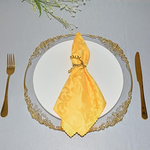 DACAKEWS צלחות מנגן עתיקות זהב ברורות סט של 12, 13 מטענים מפלסטיק לצלחות ארוחת ערב, קבלת פנים לחתונה צלחות