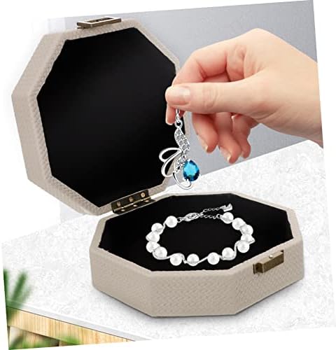 קופסת Homoyoyo צמיד נייד עגילי חדר שינה עגילי עור יצירתי רב -פונקציונלי עם בז 'ביתי למחזיק PU שמור אוקטגון שעון