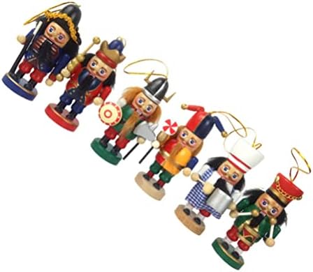 חג המולד מפצח אגוזים חייל בובות קישוט: 6 יחידות 10 סמ אגוז עומד מפצח אגוזים עץ בובות בובת חג המולד