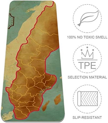 יוניסי עבה החלקה תרגיל & מגבר; כושר 1/4 מזרן יוגה עם שוודיה מפת הדפסת עבור יוגה פילאטיס & מגבר; רצפת כושר