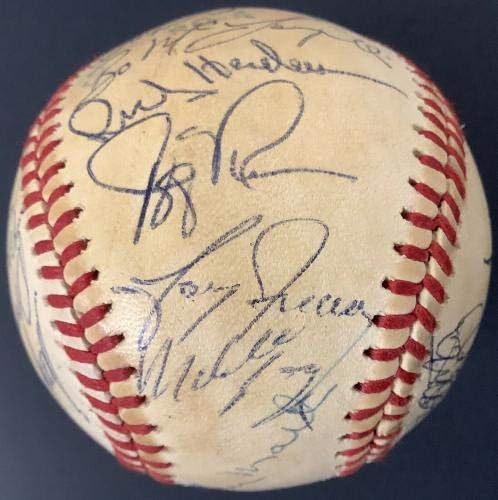 1981 הקבוצה של אוקלנד א 'החתימה את הבייסבול ריקי הנדרסון בילי מרטין אוטומטי JSA LOA - כדורי