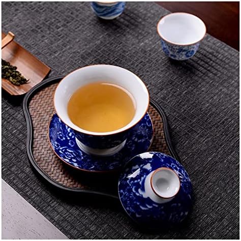 קערת קרמיקה מקורה בעבודת יד קערת תה קרמיקה עם כיסוי צלוחית סט סט תה ראשי שותה 190 מל