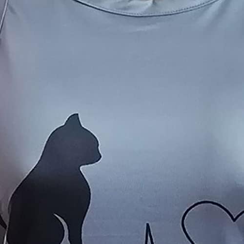 גופיות לנשים סקסי ללא שרוולים גופיות מקרית חולצת טנק חולצת אופנה 3 חתול הדפסת אפוד חולצה רופף