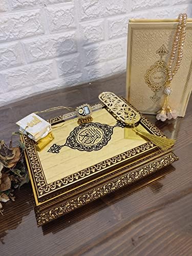 מתנה מתנה של ברידש יוקרה קטיפה ערבית קוראן טסבי טסבי עם קופסה מיוחדת, מתנות רמדאן אסלאמיות עיד מובארק