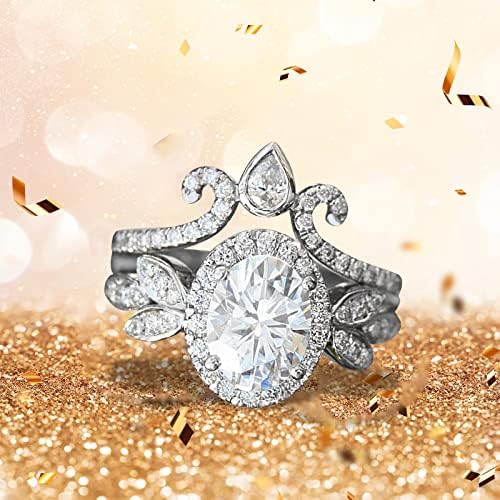 טבעת גדולה אופנה בצורת סגלגלה בצורת טבעת יהלום מלאה לנשים טבעות אירוסין מתנות תכשיטים