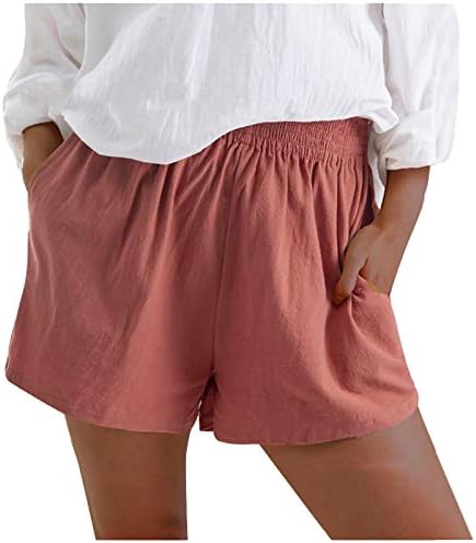 מכנסיים קצרים לנשים מקרית קיץ מכנסיים פיג ' מה נשים אלסטי מותניים קומפי מזדמן שרוך מכנסיים כיס מוצק