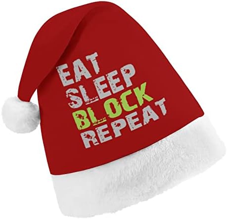 לאכול שינה בלוק חוזר קטיפה חג המולד כובע שובב ונחמד סנטה כובעי עם קטיפה ברים ונוחות אוניית חג