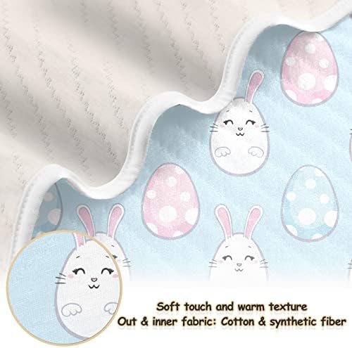 שמיכת סחוט ארנבת ביצי פסחא שמיכת כותנה לתינוקות, קבלת שמיכה, שמיכה חפיפה רכה קלה לעריסה, טיולון, שמיכות משתלות,