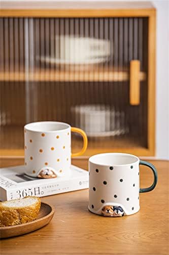 SDFGH חמוד משק בית מצויר מצויר ביד קרמיקה כוס קפה ארוחת בוקר כוס תה כוס תה תלת מימדי שיבה אינו ספל