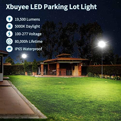 XBUYEE 150W LED חניון אור אור עם DUMK לשחר פוטו-תקן, אורות תיבות נעליים חיצוניות מסחריות מסחריות עם הרכבה, 130LM/W