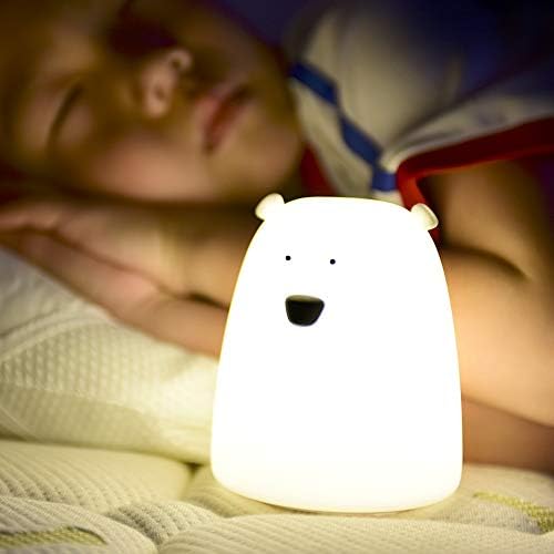 דוב חמוד הוביל לילה אור לילדים בייבי ילדים מנורה שליד המיטה ססגוניות סיליקון מגע חיישן ברז שליטה