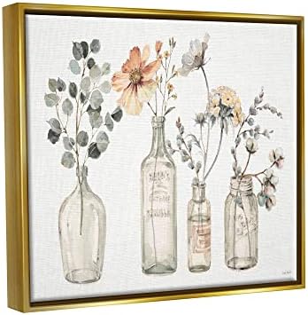 תעשיות סטופל עתיקות זרי פרחים פרחים צנצנת זכוכית, מסגרת צפה, עיצוב מאת ליסה ביקורת