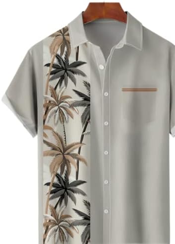 הוואי חולצות לגברים באולינג קצר שרוול הדפסת כושר רגיל קיץ החוף מזדמן כפתור למטה אלוהה חולצות