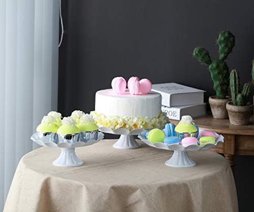 וילביטה עוגת עומד 3-סט עגול קאפקייקס עומד מתכת קינוח תצוגת עוגת דוכן, לבן