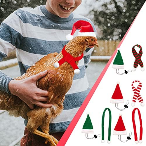 חג המולד כובע עבור תרנגולות עוף חיות מחמד חג המולד כובע צעיף מיני חג המולד כובע סנטה כובע & מגבר; צעיף עבור