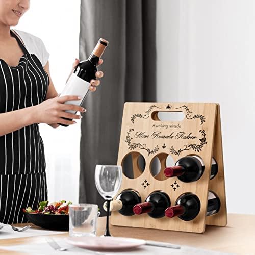 מאברטון אישית עץ יין מתלה לאישה-בקבוק אחסון עם התאמה אישית עבור שלה-משקאות טאבה עומד עם הדפסת יתר-עבור יום