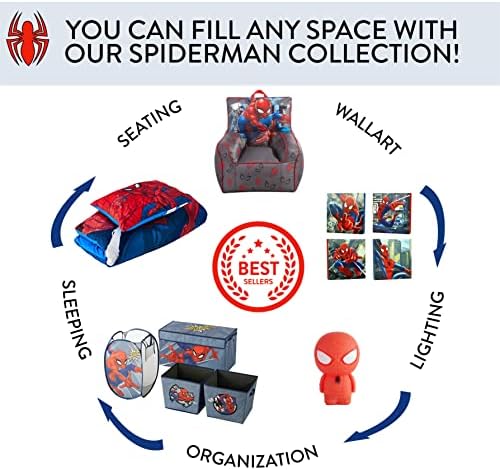 רעיון Nuova Marvel Spiderman תא מטען אחסון צעצועים לילדים, עמיד עם מכסה רך, 28.5 WX14.5 x16 , ספיידרמן
