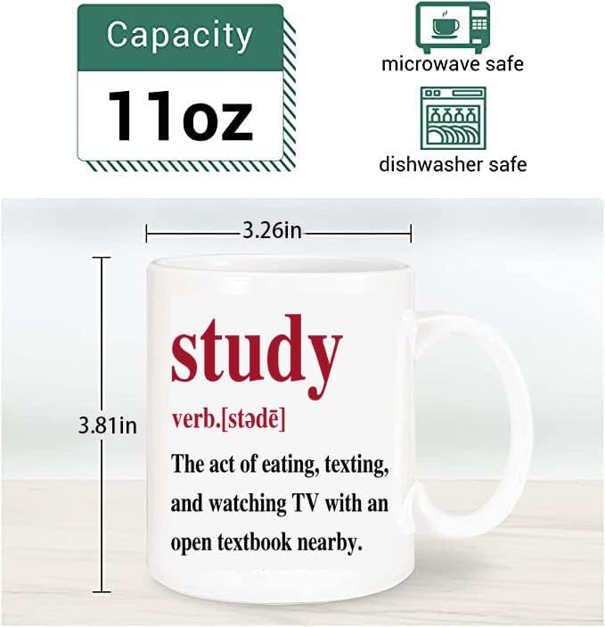 הגדרת מחקר קרמיקה ספל קפה כוס תה עבור סטודנט לתואר שני, מתנות יום הולדת למורים וחברים לכיתה - לבן 11 עוז
