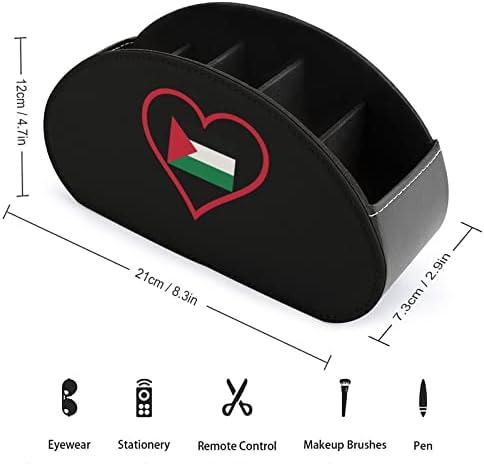 אני אוהב פלסטין אדום לב טלוויזיה שלט רחוק מחזיק עם 5 תאים עור מפוצל תיבת אחסון ארגונית עבור ציוד