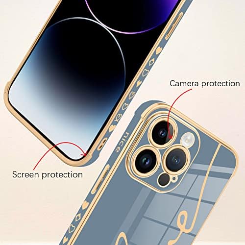 Bonoma תואם לאייפון 14 Pro Max Case Love Love ציפוי גרפי ציפוי יוקרתי מארז אלגנטי מגן מצלמה רך TPU ארבע כרית