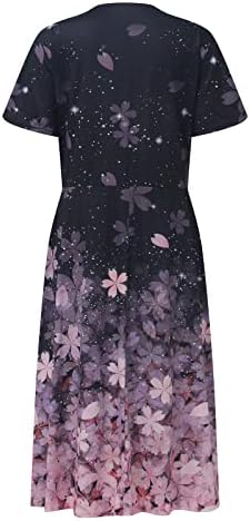 נוקמופו קוקטייל שמלות בתוספת גודל קיץ מזדמן אופנה פרחוני הדפסה קצר שרוול עם צווארון נדנדה שמלה