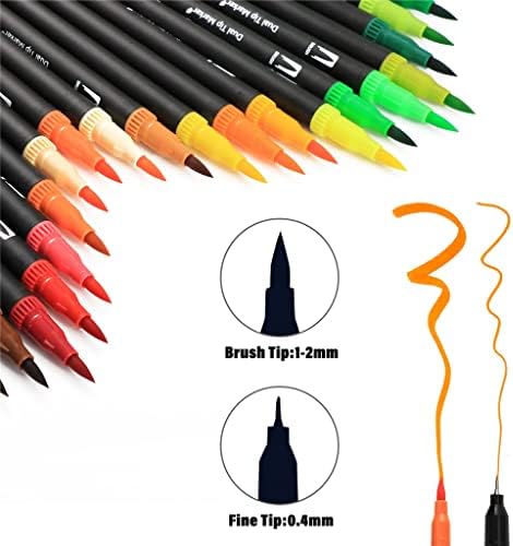 Ydxny 100/120 צבעים עטים בצבעי מים הגדר עט אמנות מברשת קצה כפול לציור צביעה של ציוד אמנות קליגרפיה צביעה