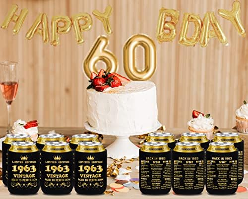 קישוטי יום הולדת 60 שנה לנשים גברים, ציוד למסיבת יום הולדת 60, תפאורה בת 60, קישוטי שישים שנה, פחיות למסיבת