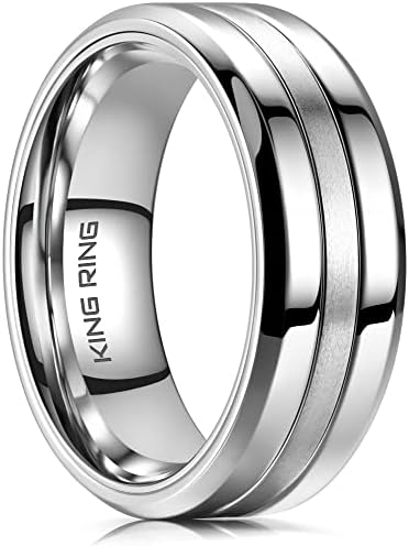 מלך טבעת 8 מ מ שטוח טבעת-סופר מלוטש גימור גברים טבעת עם מאט קו, מתאים כמו גברים חתונה טבעת, נירוסטה טבעת,