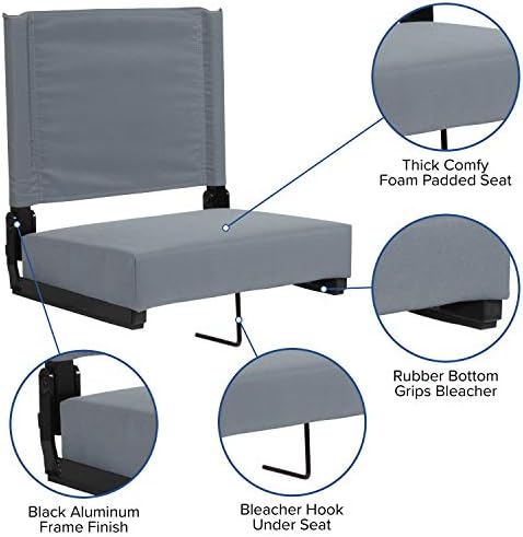 מושבי נוחות ליציע רהיטי פלאש על ידי כיסא אצטדיון אפור פלאש - 500 ליברות. כיסא מתקפל מדורג-ידית נשיאה-מושב מרופד