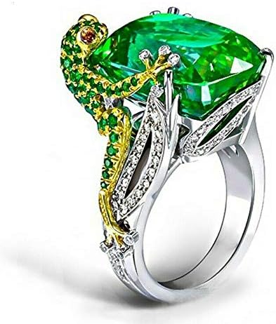 הילה תכשיטי 925 כסף מצופה אמרלד 6.8 קראט חתונה 6-10 אופנה גודל טבעת נשים תכשיטי צפרדע
