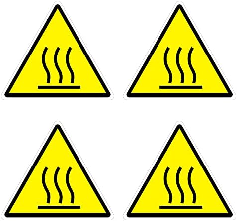 Decalzepic - מדבקה של סימן זהירות משטח חם - מדבקות ויניל משולש דבק עצמי ומקל משולש מקל - 4 סמ