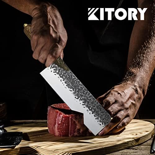 סכין Nakiri בעבודת יד, סכין מטבח ירקות בסגנון יפני מזויף, סכין מטבח לונגקוואן, להב 7.5 אינץ '