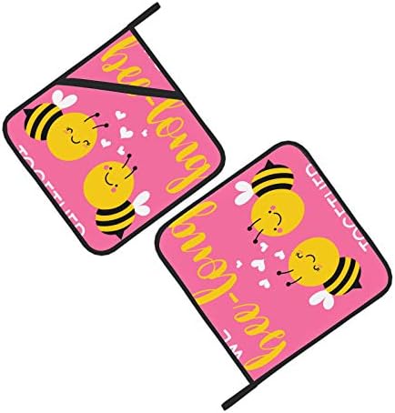 מחזיקי דבורים חמודים עובדים קשה עם כיסים רפידות חמות עמידות בחום למטבח 2 יחידים רפידות חמות 8 ×