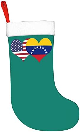 דגל אמריקאי Cutedwarf ודגל וונצואלה גרב חג המולד קישוט חג המולד קלאסי 18 אינץ 'אח תליה גרב