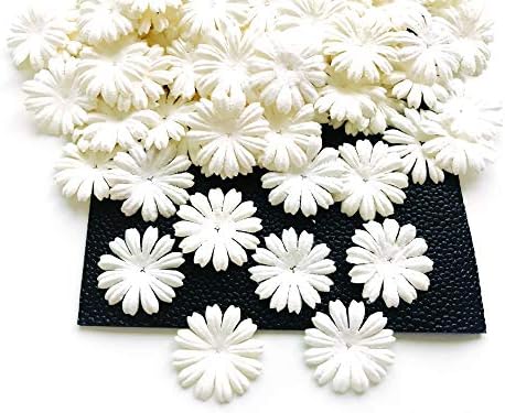 50 יח '. פרחי נייר חיננית 25 ממ. מחוץ לצבע לבן פרח עלי כותרת מתים חותכים נייר תות פרחים מלאכת פרחים
