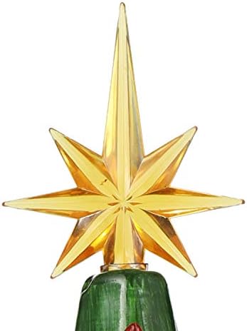 Joiedomi 15 אינץ 'עץ חג המולד קרמיקה עם רכבת, עץ חג המולד מראש עם כוכב צהוב נוסף טופר ונורות לקישוט