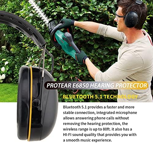 INF PROTEAR (משודרג E6850 Bluetooth 5.1 הגנה על שמיעה עם מיקרופון משולב, רמקולים בעלי נאמנות גבוהה, 48