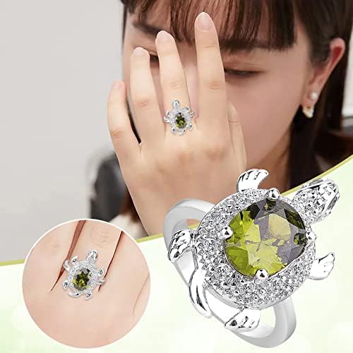 טבעות דקיקות לנשים טבעת צב סטרלינג טבעת ירוק טבעת צב צב מתנה אורך חיים