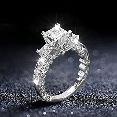 שרשרת טבעת לנשים טבעות סט גודל 7 יהלומי טבעת פופולרי מעודן טבעת פשוט תכשיטים פופולרי