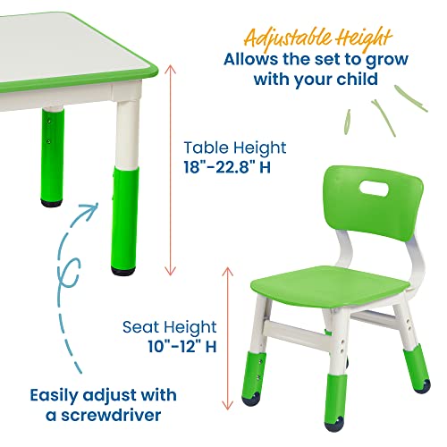 4 ילדים כיכר שרף יבש למחוק פעילות 2 שולחן וכיסאות, דשא ירוק