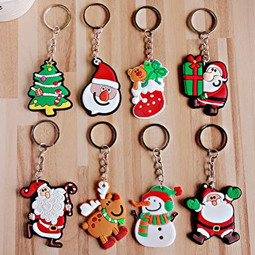 AMOSFUN 10 PCS נושא חג המולד KEYRING SOFT PVC מקשים מקשים קישוטים תליון יצירתי למתנת תיק ארנק לרכב