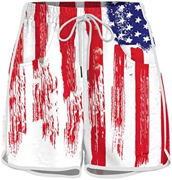 מכנסיים קצרים של 4 ביולי לנשים קיץ אמריקה קז'ואלים דגל מכנסיים קצרים