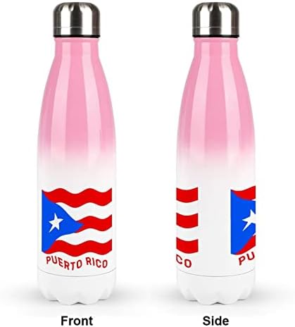 דגל פוארטו ריקו 17oz בקבוק מים ספורט נירוסטה ואקום מבודד צורת קולה בקבוק ספורט לשימוש חוזר