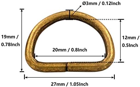 אבזם טבעת ברונזה מתכתית גנרית 0.8 טבעת לולאה בקוטר פנימה לחבילת שומר רצועה של 15