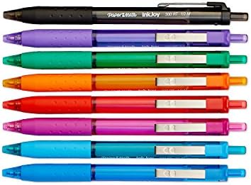 נייר בן זוג Inkjoy 300RT עטים כדורי נשלף, נקודה בינונית, 8 צבעי דיו, 24 חבילה