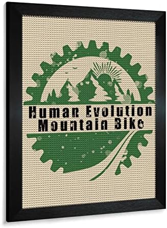 אבולוציה אנושית אופניים הרים מסגרות ציור יהלום למבוגרים מקדחה מלאה בציור יהלום קיר תליה מסגרת תמונה שחור
