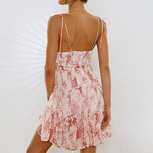שמלות מיני של HCJKDU לנשים שרוול רצועה שרוול פרחוני הדפס פרחוני חופשת קיץ שמלה זורמת נדנדה רופפת שמלה מזדמנת